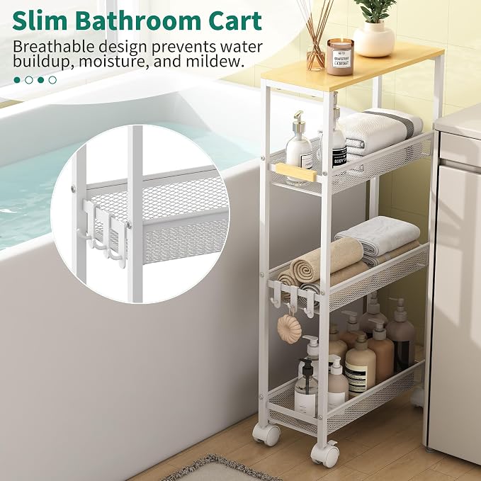TIPGO Utility Slim Storage Cart, 4 Tier Rolling Cart - Image 6