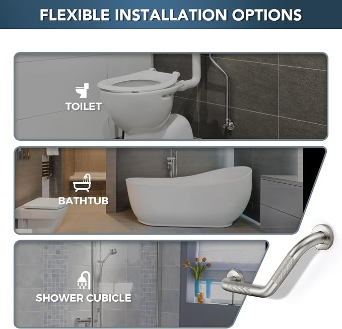 Grab Bars for Bathtubs and Showers- 1-1/4 x 16 Angled Shower Grab Bar for - Image 8