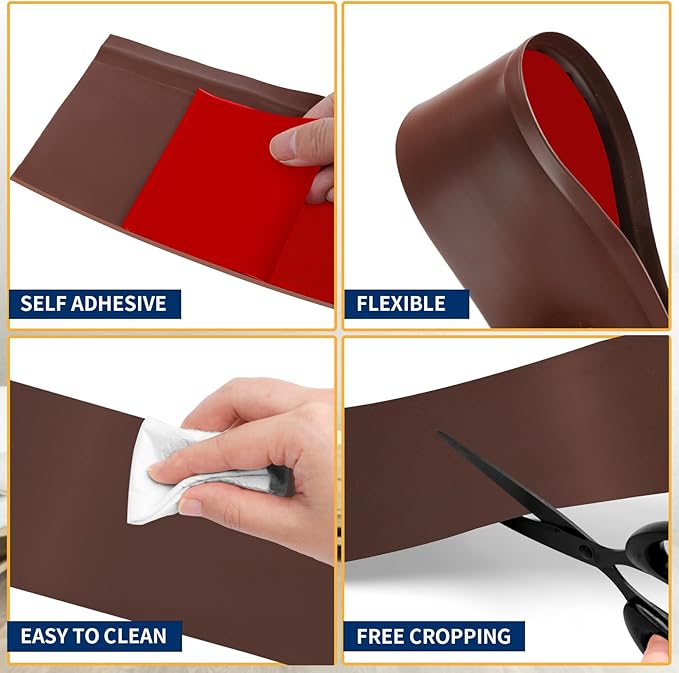 Flexible Baseboard Molding Trim 4 Inch Self-Adhesive Vinyl Wall Base Peel and - Image 3