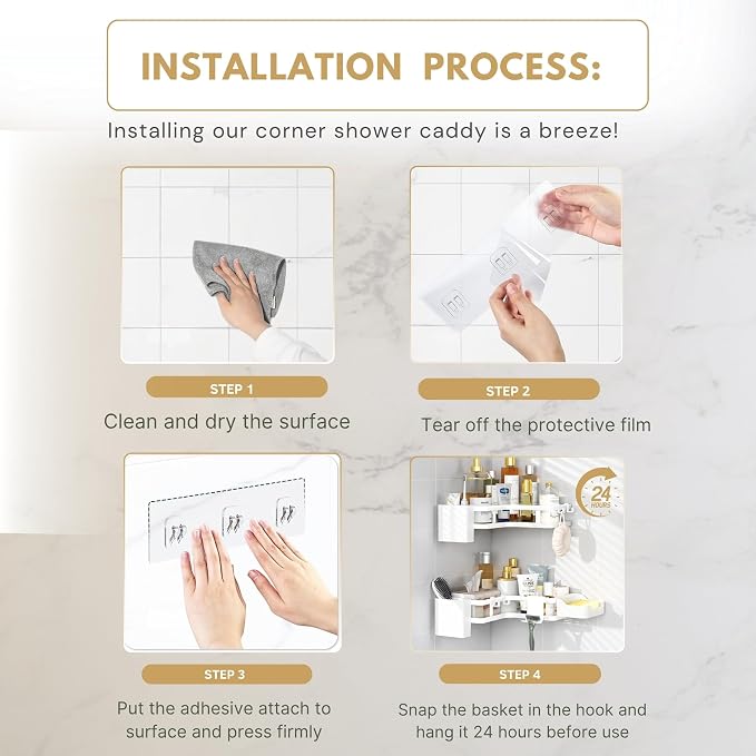 Adhesive Corner Shower Caddy Hanging - Image 7