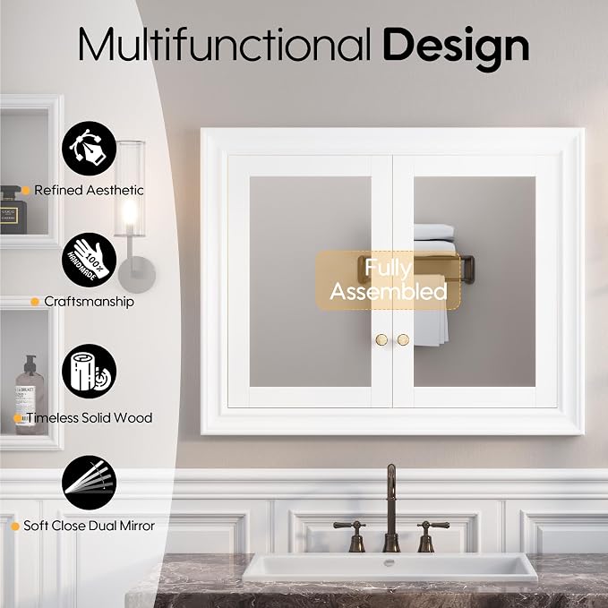 WELLFOR 40"x 32" Bathroom Medicine Cabinet - Image 3