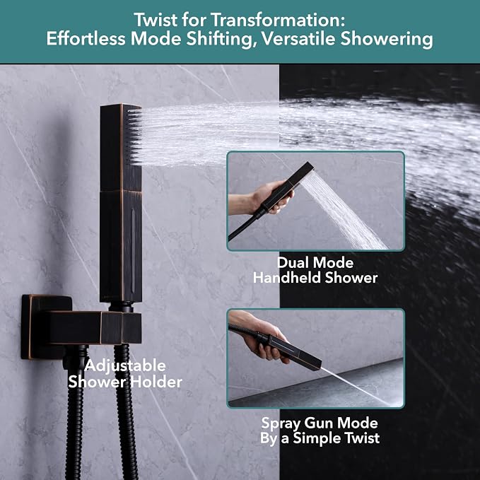 VANFOXLE Shower Faucet Set Oil Rubbed Bronze Shower System, Push Button - Image 4