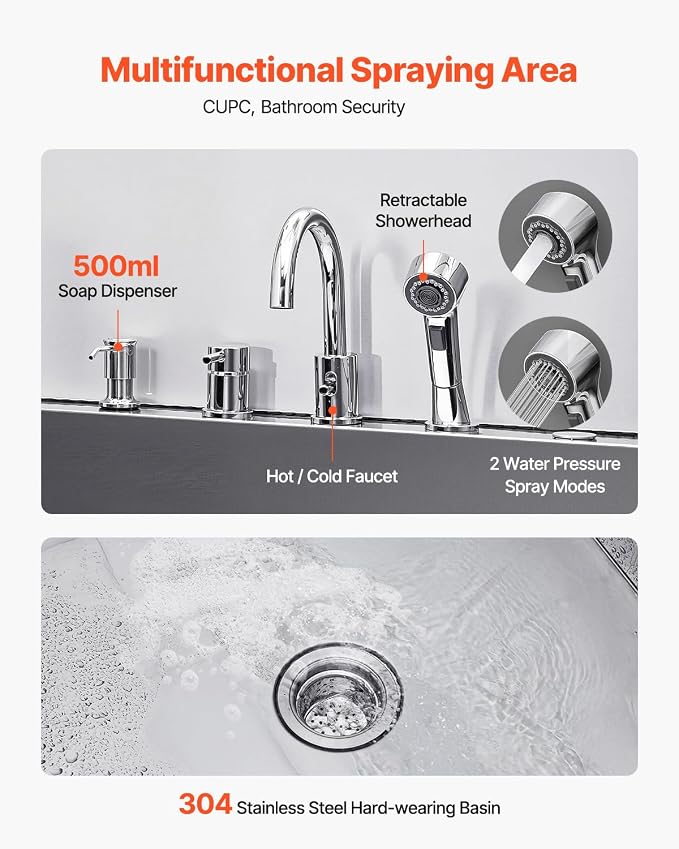 VEVOR Dog Bath Tub, Professional 50 Inch 304 Stainless Steel Dog Washing - Image 5