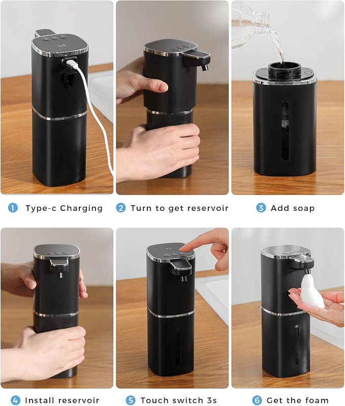 2 Pack Automatic Foaming Soap Dispenser, 12.8oz Rechargeable, Adjustable Foam - Image 8