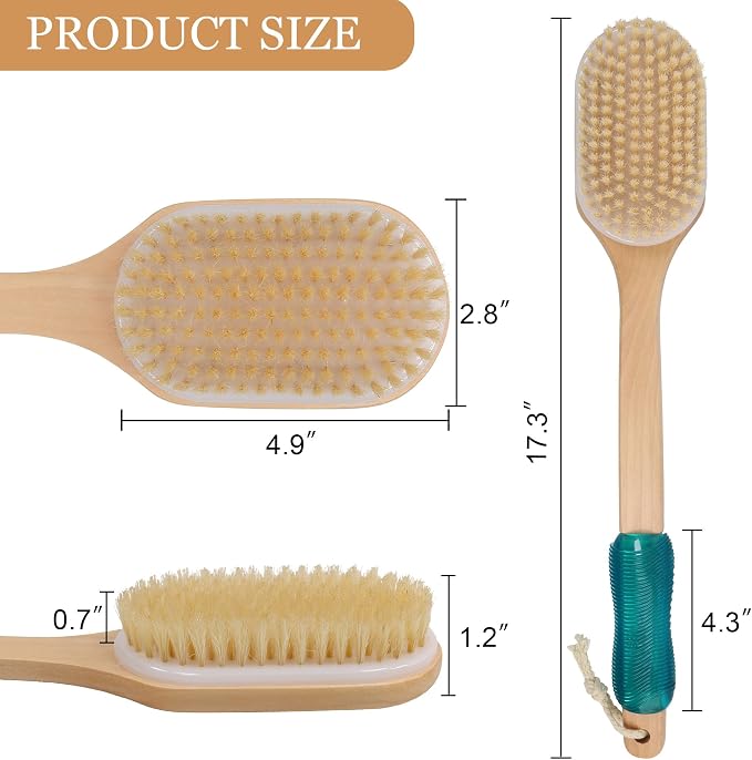 OWIIZI Back Scrubber for Shower Large Surface Body Scrub Brush Stiff Boar - Image 4