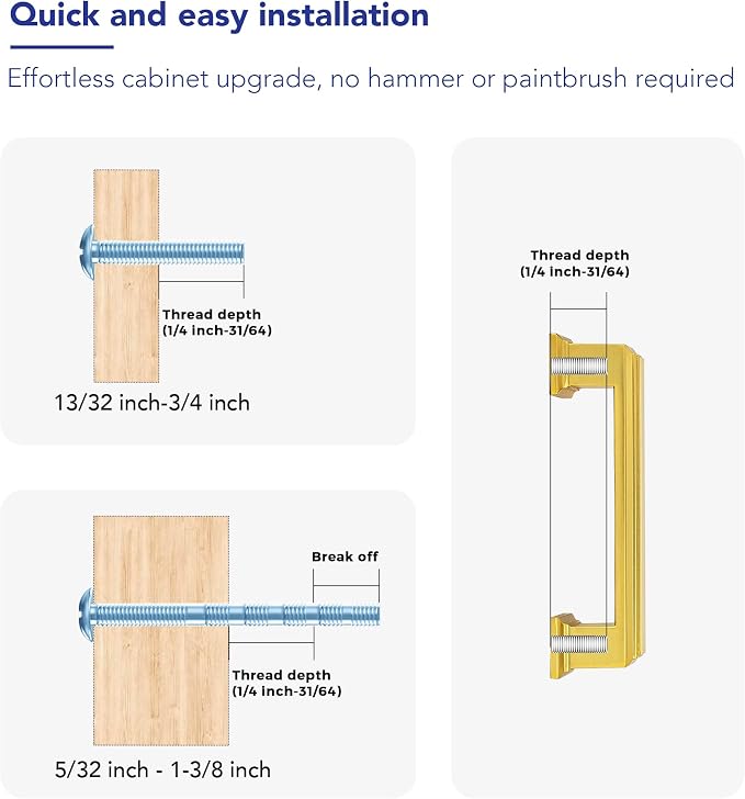 Ravinte Hardware 15 Pack Brushed Brass Cabinet Pulls, 3 Inch Hole Center Zinc - Image 3
