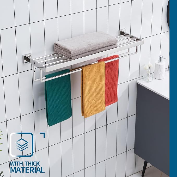 KOKOSIRI 32'' Bathroom Towel Shelf Chrome Towel Rack - Image 3