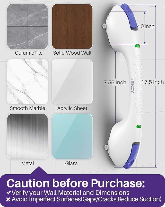 KEKOY 17.5 Inch Suction Grab Bars - Image 4