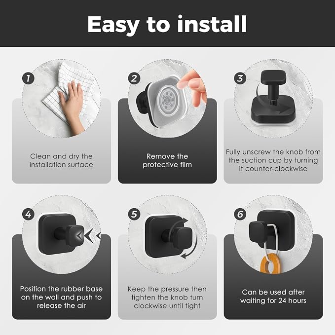 Shower Hooks for Inside Shower, Reusable Suction Cup Hooks for Glass Window - Image 5
