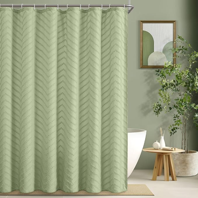 Green Boho Shower Curtain - Image 7