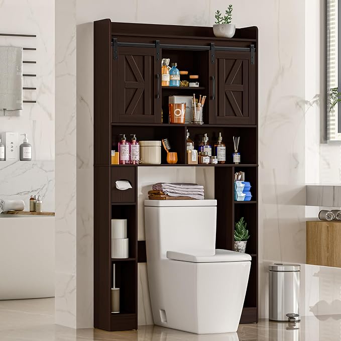 Over The Toilet Storage Cabinet, Farmhouse Toilet Cabinet Rack - Image 7