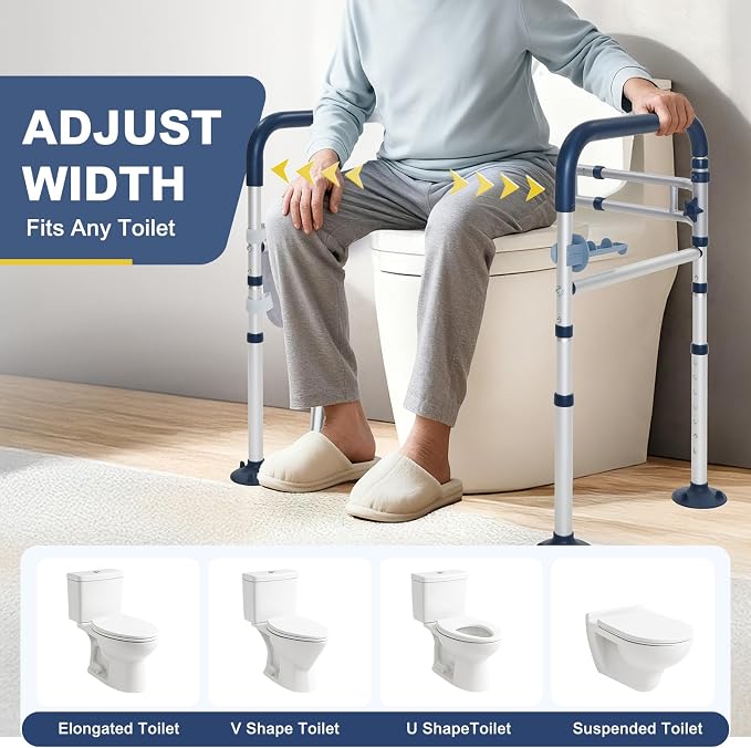 Toilet Safety Rails for Seniors, Adjustable Height & Width Toilet Rails - Image 4