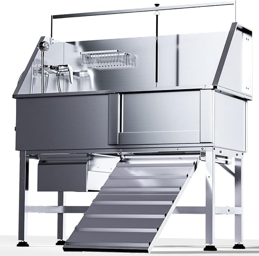 46" Dog Washing Station, Professional Stainless Steel Dogs Bathing Station Dog by POOAMY