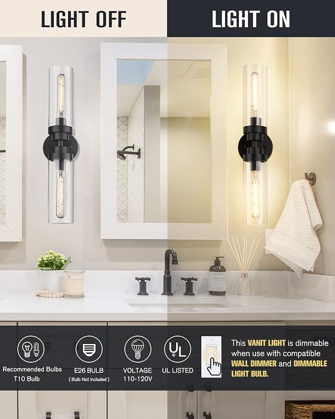 Emak 2 Light Black Vanity Lights - Image 2