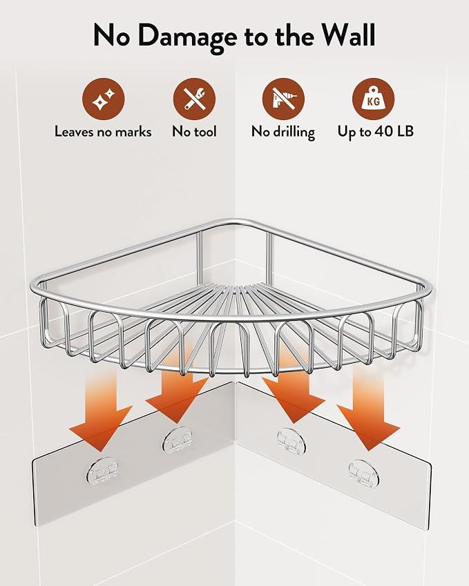Orimade Corner Shower Caddy Stainless Steel - Image 5