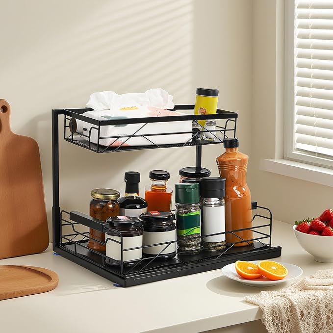 Pull Out Under Sink Organizer, 2 Tier Kitchen Cabinet Organizer - Image 8