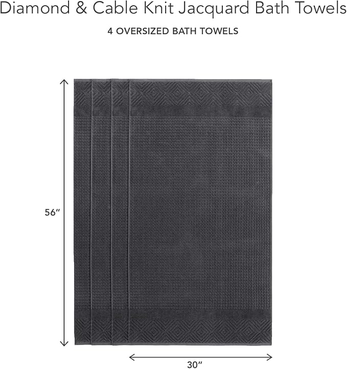 Texere 100% Organic Cotton Diamond Jacquard 700 GSM Luxury Bath Towel Sets - Image 6