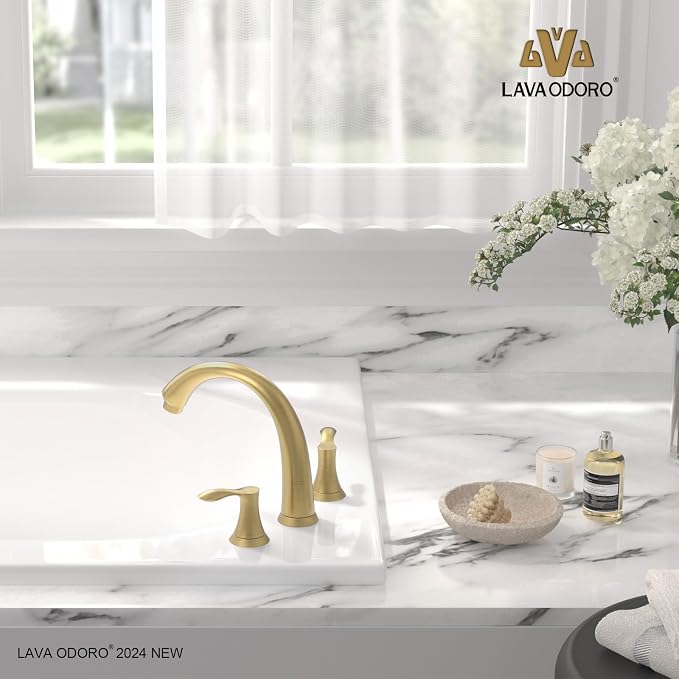 Lava Odoro Brushed Gold Roman Tub Faucet, 2 Handle Bathtub Faucet - Image 3