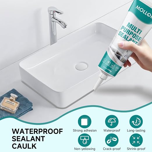 Grey Silicone Caulk for Bathroom & Kitchen, Waterproof Silicone Sealant for - Image 2