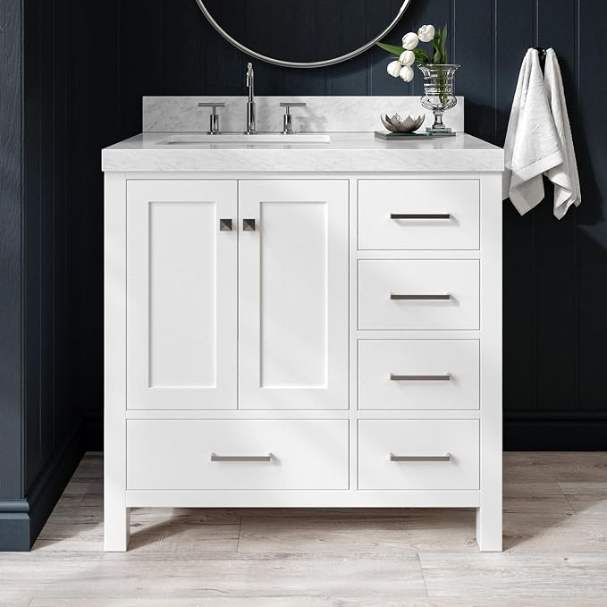 ARIEL Cambridge 36 Inch White Bathroom Vanity by Ariel