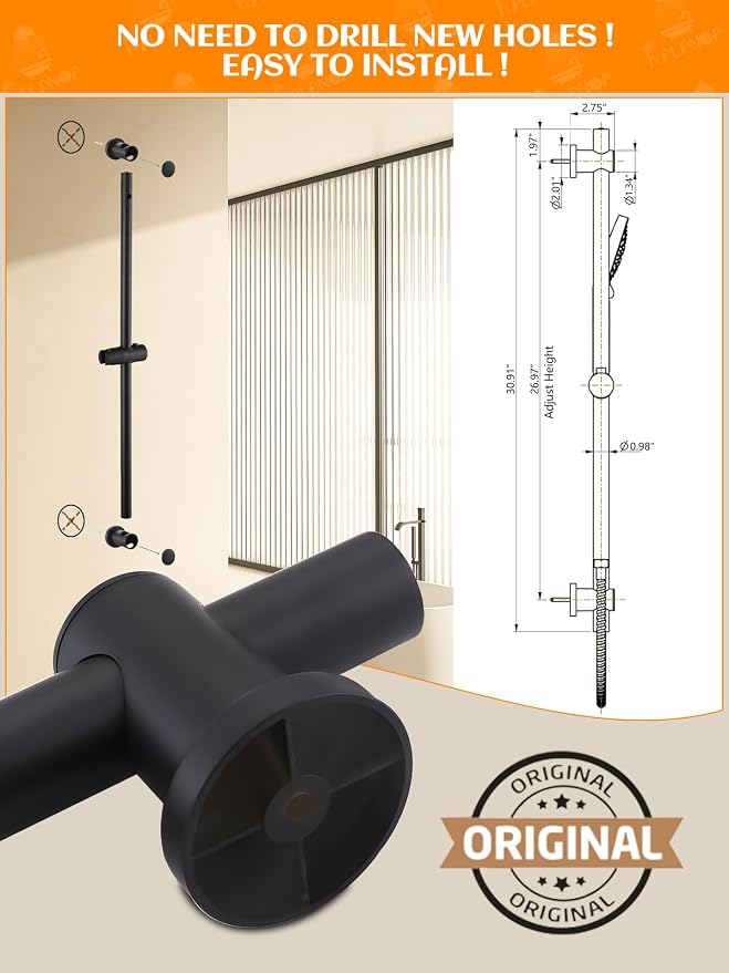 Handheld Shower Head with Slide Bar, 2.5GPM High Pressure 3-Function Adjustable - Image 8