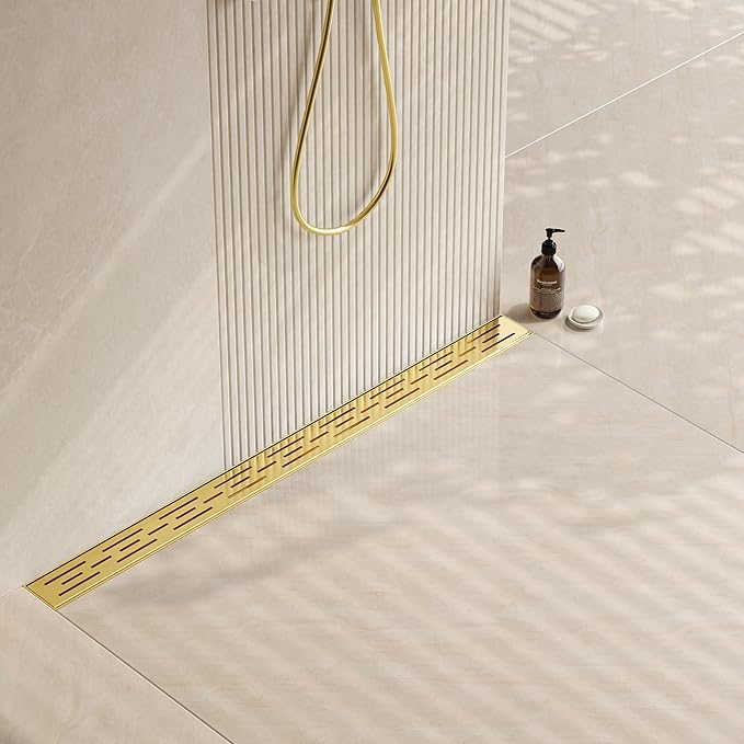 Neodrain 36-in Brushed Brass Rectangular Linear Shower Drain by Neodrain