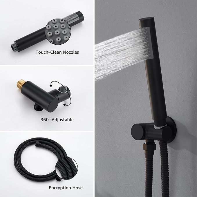 Iriber Mattle Black Round Rain Shower System - Image 4