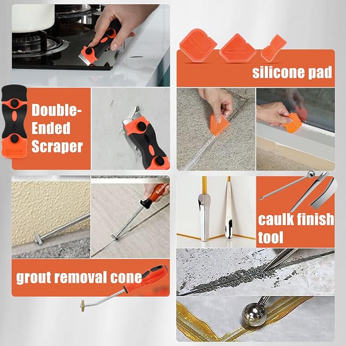 Caulking Tool Kit, Matework Stainless Steel Caulk Remover Caulking Tool Set - Image 5