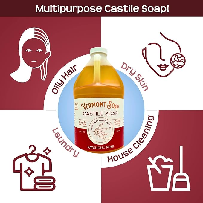 Vermont Castile Soap Patchouli Rose, Gentle Liquid Soap - Image 4