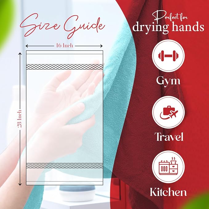 RIVERSIDE 6 Pack Premium Hand Towels Set, 16x28 inches, 100% Ring Spun Cotton - Image 2