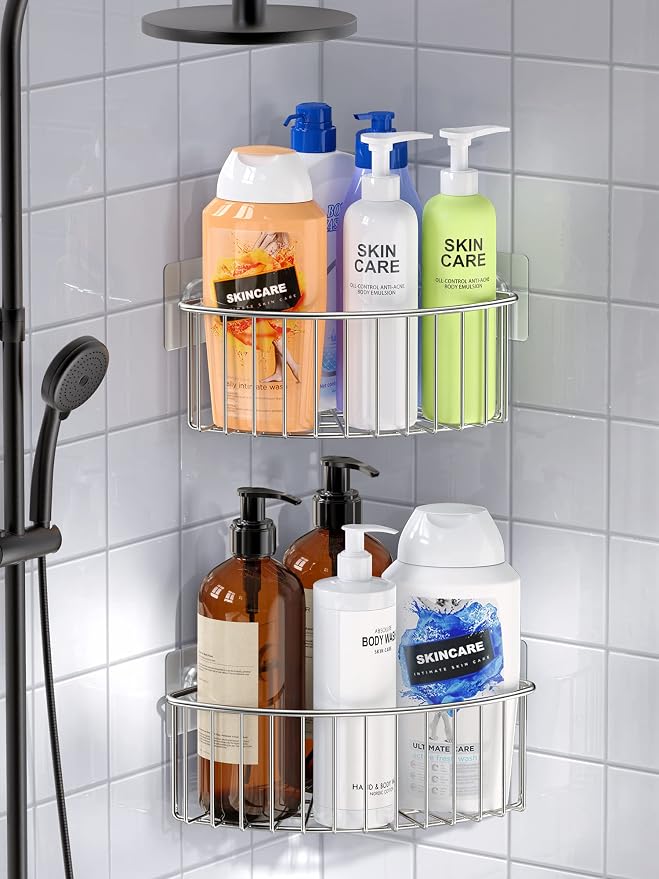 SMARTAKE 2-Pack Corner Shower Caddy Deep Basket Design, SUS304 Stainless Steel - Image 6