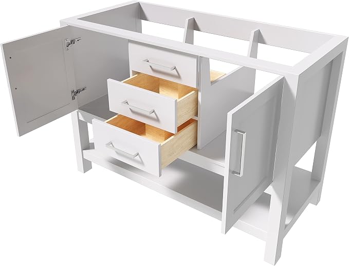 ARIEL 48" White Bathroom Vanity Base Cabinet, 2 Soft Closing Doors and 2 - Image 4