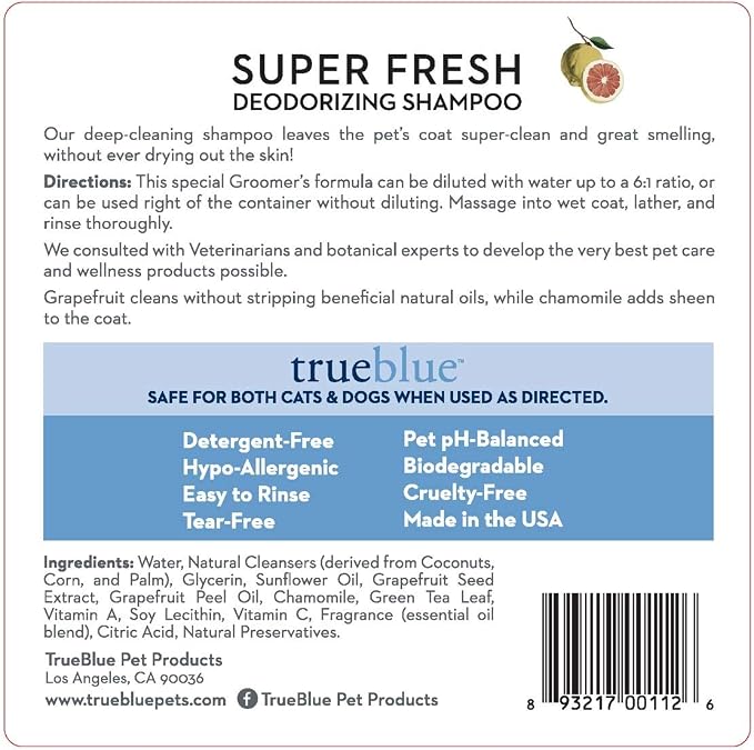 TrueBlue Grapefruit & Chamomile Concentrated Deodorizing Dog Shampoo – - Image 2