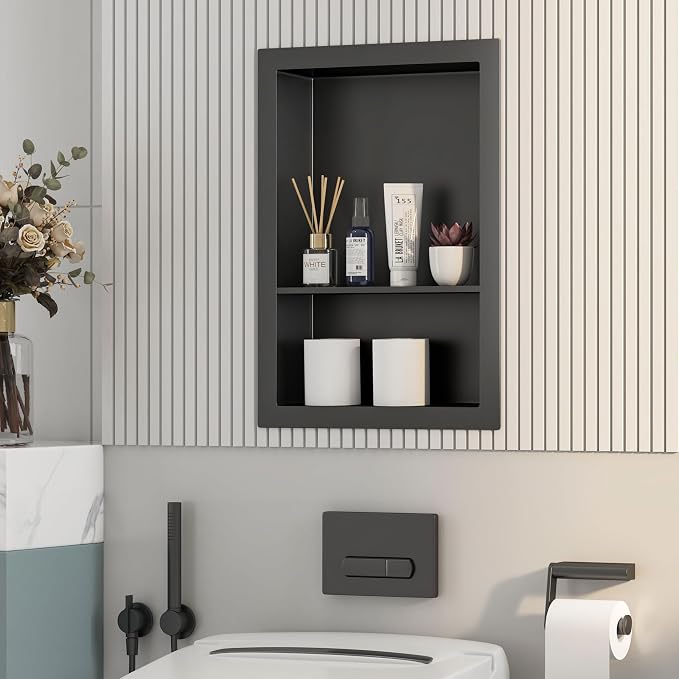 12x18 Black Shower Niche for Shower Wall, Bathroom Medicine Cabinet Recessed - Image 8