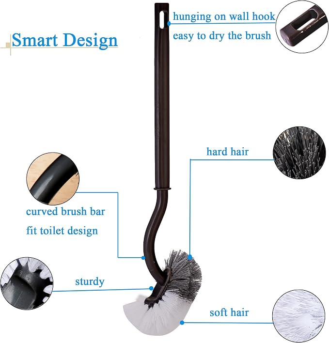2 Pack Curved Toilet Bowl Brush Without Holder - Image 3