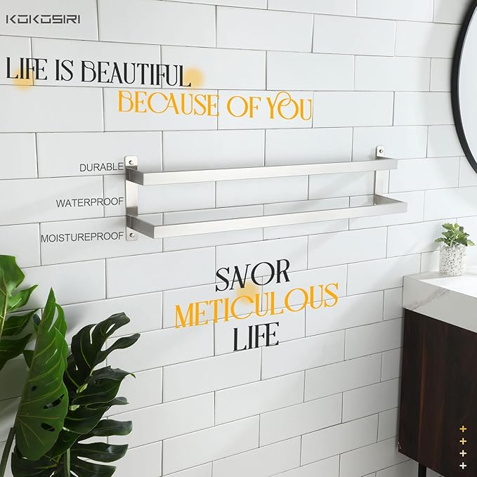 KOKOSIRI Bath Towel Bars 32 Inches Bathroom 2-Tiers Ladder Towel Rails Towel - Image 5