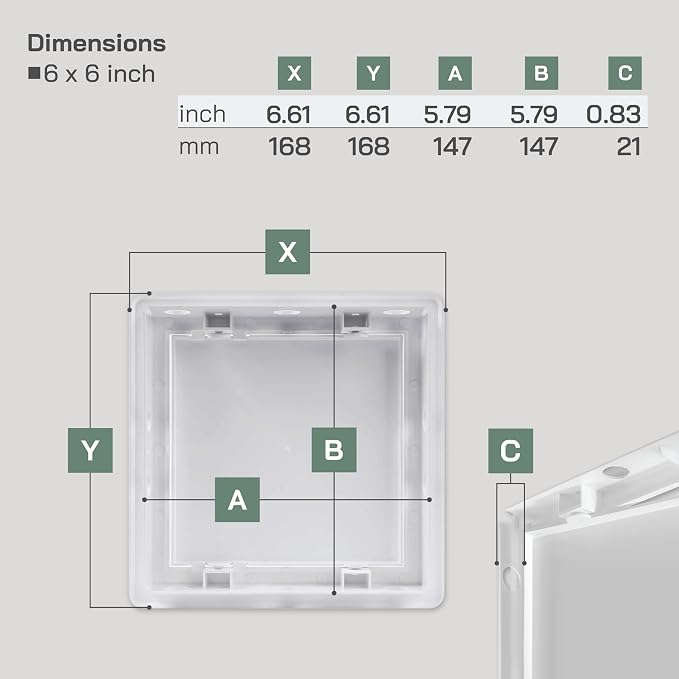 Vent Systems White ABS Plastic Access Panel 6 x 6 Inch - Image 2
