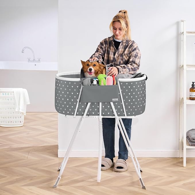 VEVOR Portable Dog Bathtub, Elevated & Foldable Space-Saving Pet Shower Station - Image 8
