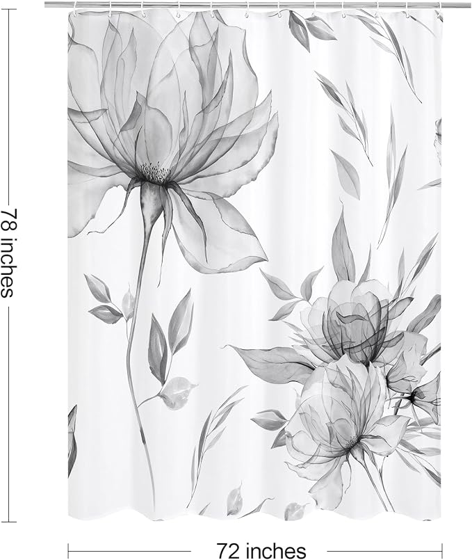Long Boho Watercolor Floral Shower Curtain 72 x 78, Artistic 78 Inch Long - Image 6