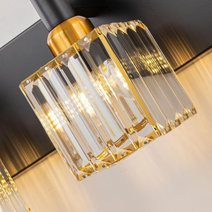 6-Lights Crystal Bathroom Vanity Light Black Gold Modern Bathroom Lighting - Image 4