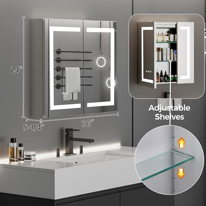 New LED Bathroom Mirror 24 * 36 Stepless Dimmable Wall Mirrors - Image 8