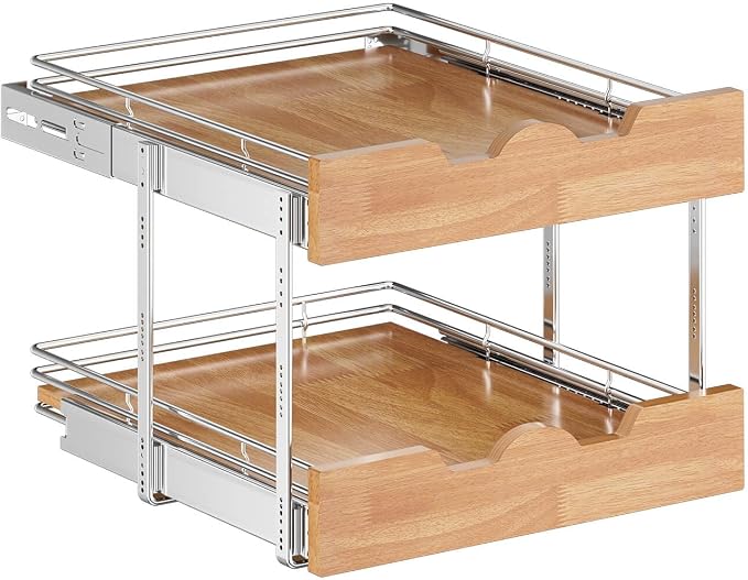 OCG Pull Out Cabinet Organizer 17" W x 21" D, 2 Tier Slide Out Shelf, - Image 4