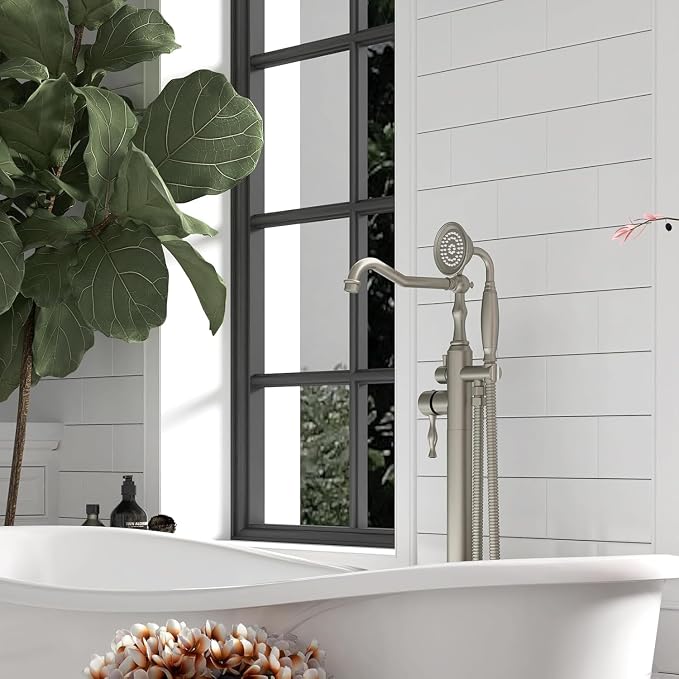 Hoimpro Free Standing Tub Faucet Freestanding Tub Filler Farmhouse Stand Alone - Image 2