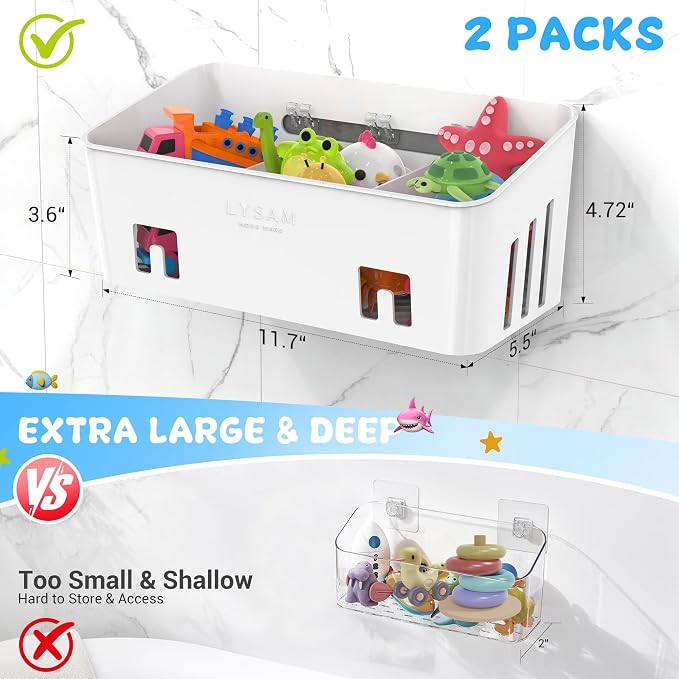 Lysam Bath Toy Storage 2 Packs, Large Bath Toy Holder - Image 3