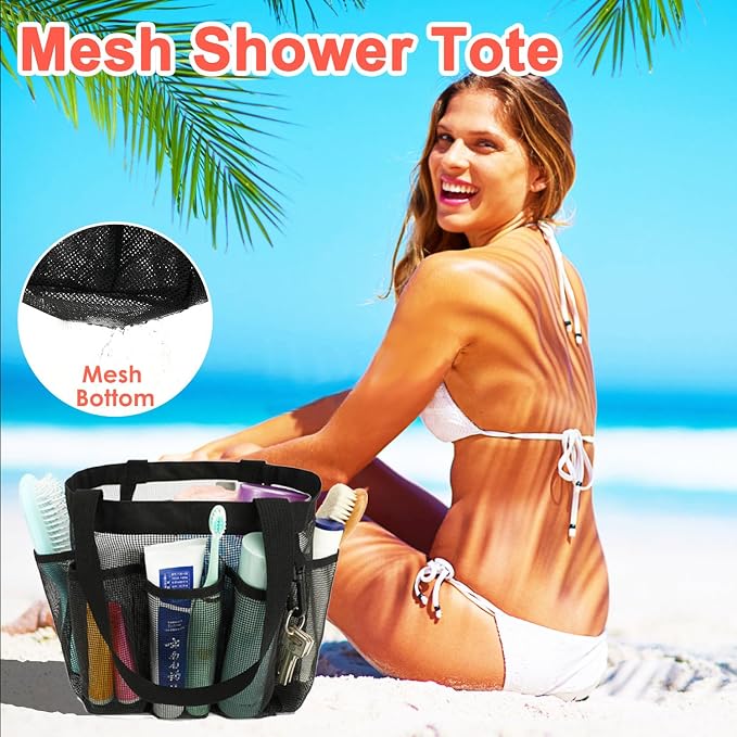 Mesh Shower Caddy Portable for College Dorm Room Essentials, 8-Pocket Large - Image 5