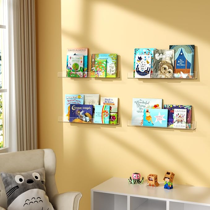 NIUBEE 36-Inch Acrylic Floating Bookshelves - Image 2