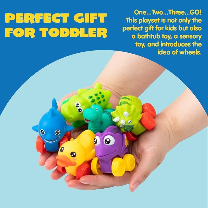 JOYIN Animal Cars, Soft Rubber Car Set Toy, Baby Mini Vehicles, Bath Toy Car - Image 5