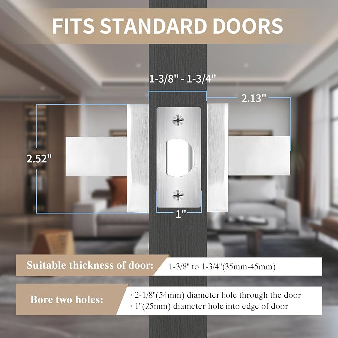 Passage Door Lever, Satin Nickel Interior Door Handles - Image 4