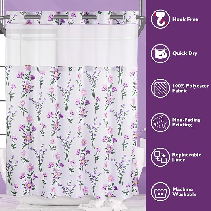 Lagute SnapHook Floral Shower Curtain - Image 7