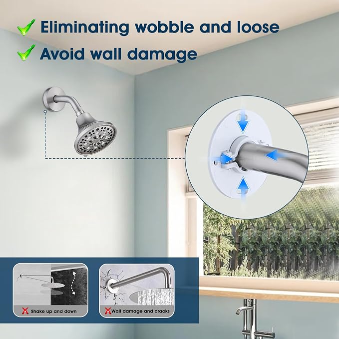 6 Inch Shower Arm with Flange and Stabilizer Bracket, Wall Mounted Shower Pipe - Image 2